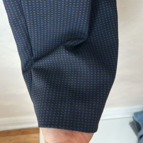 Banana Republic Pants Straight Drape High Rise Tapered Dotted Black Navy 4 - Picture 5 of 9